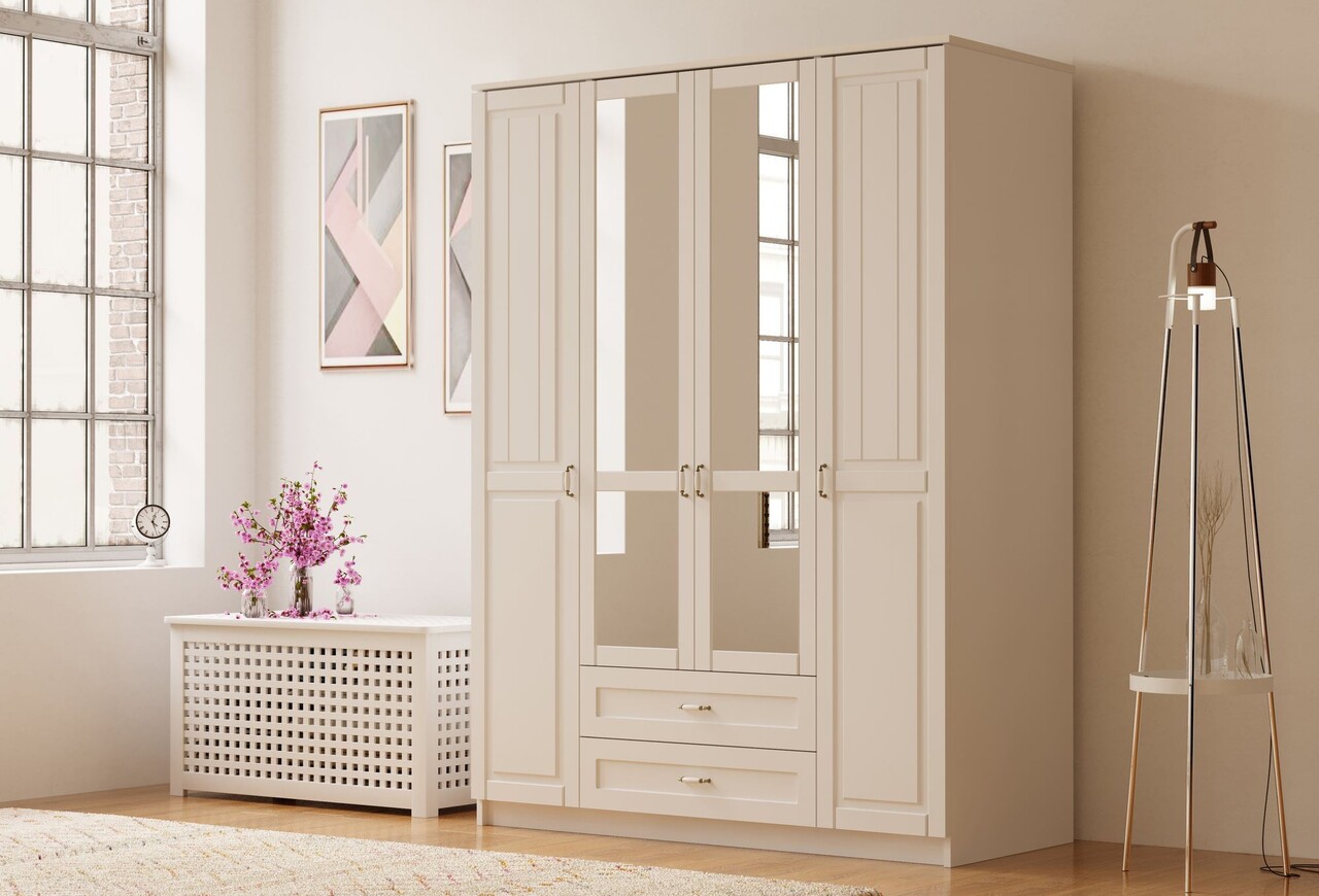 Dulap pentru haine, Hanah Home, Rb-121-01, 140x210x52 cm, Alb mat - imagine 6